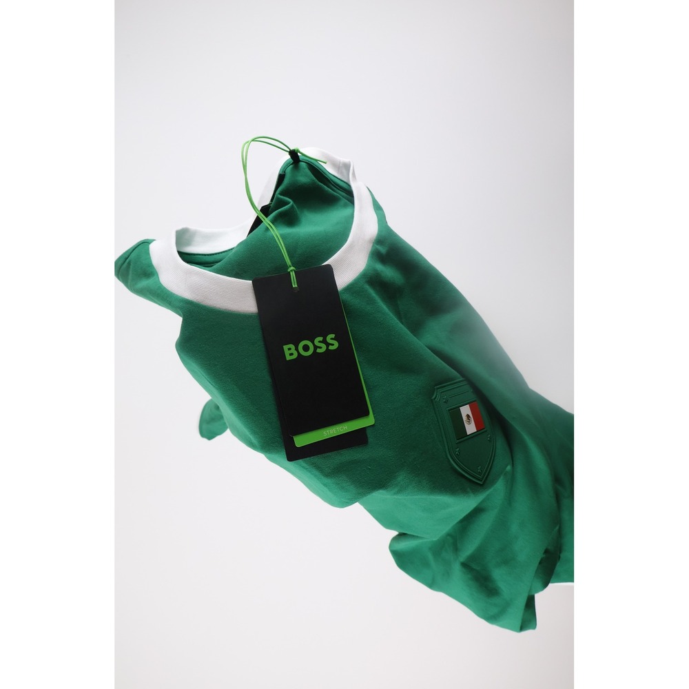 Hugo Boss T-Shirt Mexico Flag Ringer Stretch Large Green Cotton Casual - Picture 4 of 6